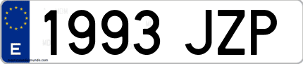 Ejemplo de matrícula de coche ordinaria 1993 JZP
