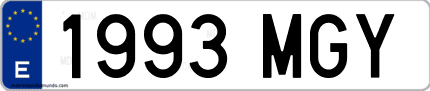 Ejemplo de matrícula de coche ordinaria 1993 MGY