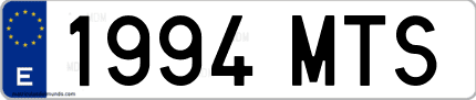 Ejemplo de matrícula de coche ordinaria 1994 MTS