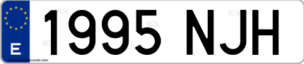 Ejemplo de matrícula de coche ordinaria 1995 NJH
