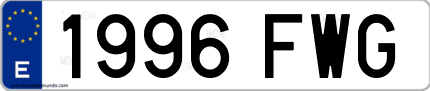 Ejemplo de matrícula de coche ordinaria 1996 FWG