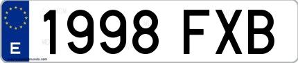 Ejemplo de matrícula española 1998 FXB