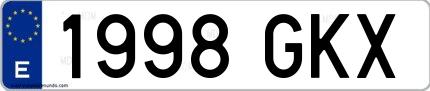 Ejemplo de matrícula de coche ordinaria 1998 GKX