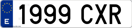 Ejemplo de matrícula de coche ordinaria 1999 CXR
