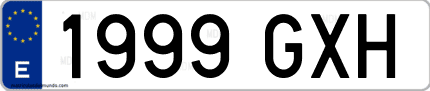 Ejemplo de matrícula de coche ordinaria 1999 GXH