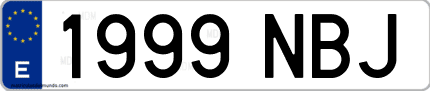 Ejemplo de matrícula de coche ordinaria 1999 NBJ