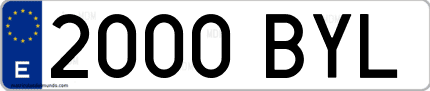 Ejemplo de matrícula de coche ordinaria 2000 BYL