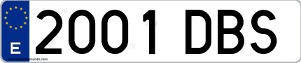Ejemplo de matrícula de coche ordinaria 2001 DBS