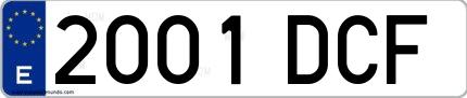 Ejemplo de matrícula española 2001 DCF