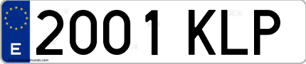 Ejemplo de matrícula de coche ordinaria 2001 KLP