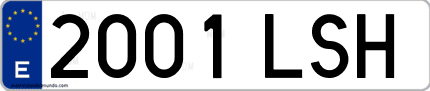 Ejemplo de matrícula de coche ordinaria 2001 LSH