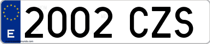 Ejemplo de matrícula de coche ordinaria 2002 CZS