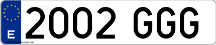 Ejemplo de matrícula de coche ordinaria 2002 GGG
