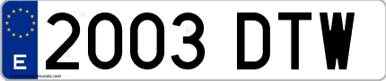 Ejemplo de matrícula de coche ordinaria 2003 DTW