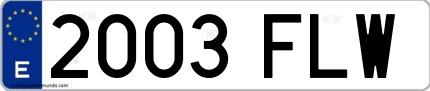 Ejemplo de matrícula española 2003 FLW