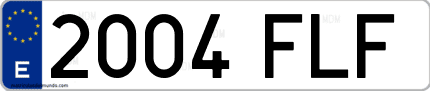 Ejemplo de matrícula de coche ordinaria 2004 FLF
