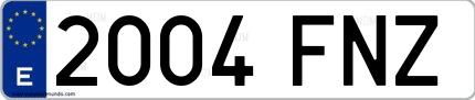 Ejemplo de matrícula española 2004 FNZ