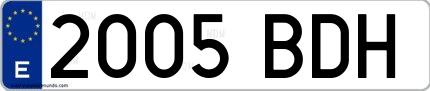 Ejemplo de matrícula de coche ordinaria 2005 BDH
