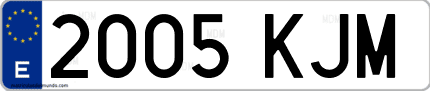 Ejemplo de matrícula de coche ordinaria 2005 KJM