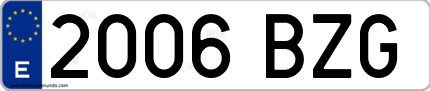 Ejemplo de matrícula de coche ordinaria 2006 BZG