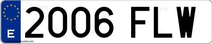 Ejemplo de matrícula de coche ordinaria 2006 FLW
