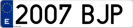 Ejemplo de matrícula de coche ordinaria 2007 BJP