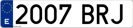 Ejemplo de matrícula de coche ordinaria 2007 BRJ