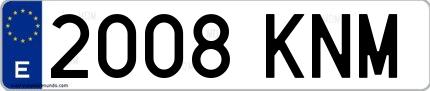 Ejemplo de matrícula española 2008 KNM