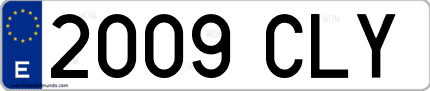 Ejemplo de matrícula de coche ordinaria 2009 CLY