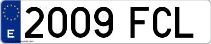 Ejemplo de matrícula de coche ordinaria 2009 FCL