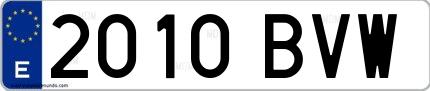Ejemplo de matrícula de coche ordinaria 2010 BVW