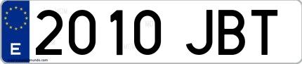 Ejemplo de matrícula española 2010 JBT