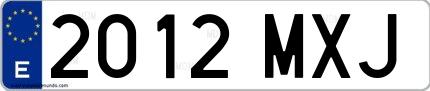 Ejemplo de matrícula española 2012 MXJ