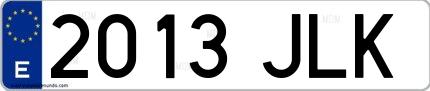 Ejemplo de matrícula española 2013 JLK