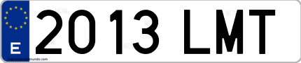 Ejemplo de matrícula de coche ordinaria 2013 LMT