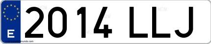Ejemplo de matrícula española 2014 LLJ