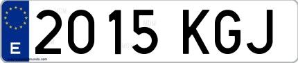 Ejemplo de matrícula española 2015 KGJ