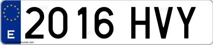 Ejemplo de matrícula española 2016 HVY