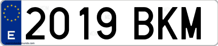 Ejemplo de matrícula de coche ordinaria 2019 BKM