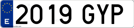 Ejemplo de matrícula de coche ordinaria 2019 GYP
