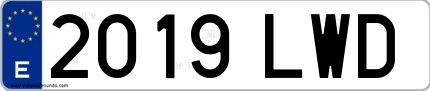 Ejemplo de matrícula española 2019 LWD