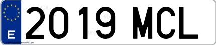 Ejemplo de matrícula española 2019 MCL