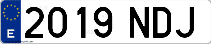 Ejemplo de matrícula de coche ordinaria 2019 NDJ