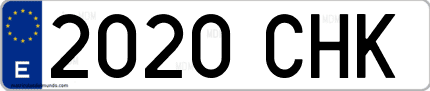 Ejemplo de matrícula de coche ordinaria 2020 CHK