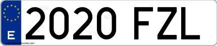 Ejemplo de matrícula española 2020 FZL