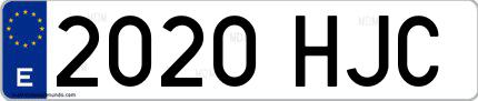 Ejemplo de matrícula española 2020 HJC