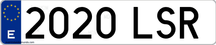 Ejemplo de matrícula de coche ordinaria 2020 LSR