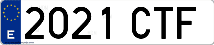 Ejemplo de matrícula de coche ordinaria 2021 CTF
