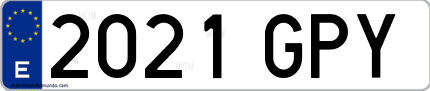 Ejemplo de matrícula de coche ordinaria 2021 GPY