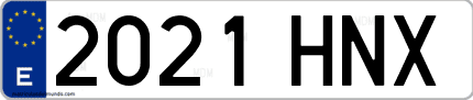 Ejemplo de matrícula de coche ordinaria 2021 HNX